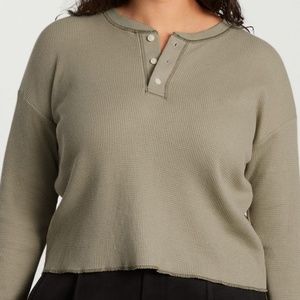 Everlane The Organic Cotton Waffle Henley Field Green L